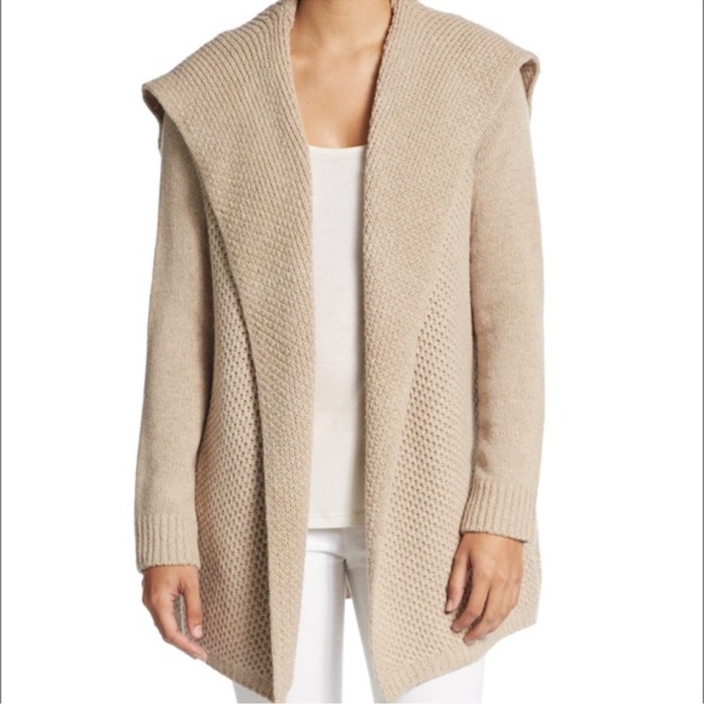 Vince Wool Blend Honeycomb Stitch Sweater Cardigan